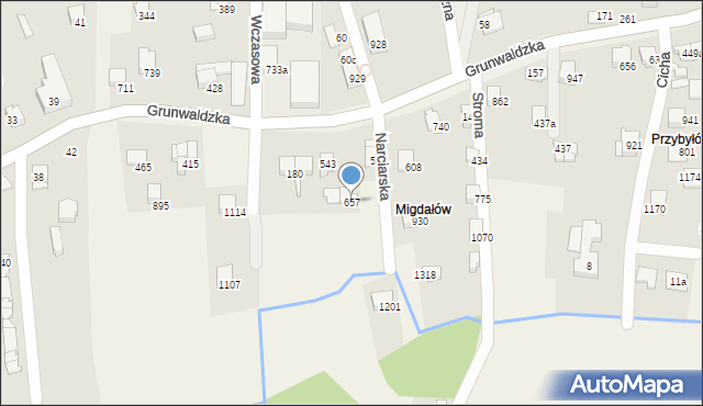 Buczkowice, Grunwaldzka, 657, mapa Buczkowice