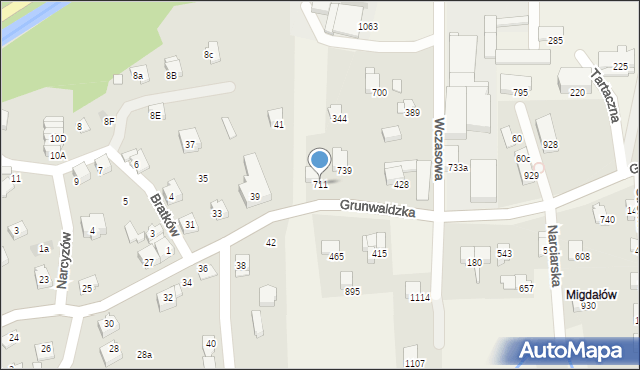 Buczkowice, Grunwaldzka, 711, mapa Buczkowice
