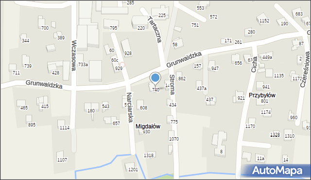 Buczkowice, Grunwaldzka, 740, mapa Buczkowice