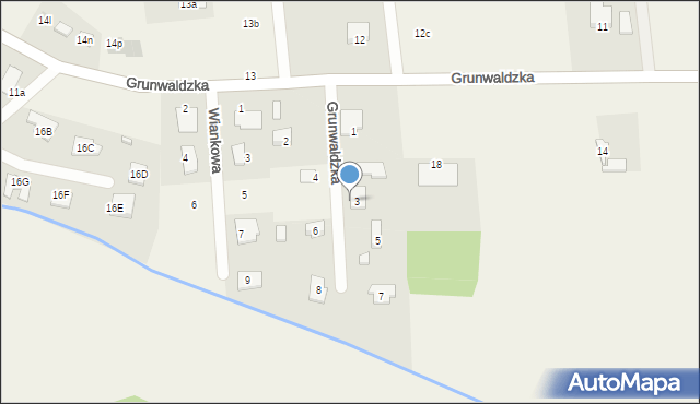Budy Wolskie, Grunwaldzka, 3a, mapa Budy Wolskie