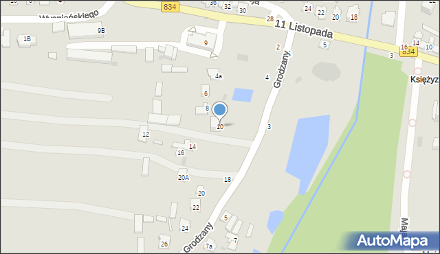 Bychawa, Grodzany, 10, mapa Bychawa