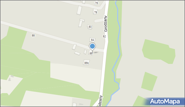 Bychawa, Grodzany, 86a, mapa Bychawa