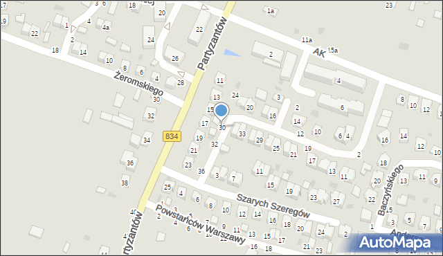 Bychawa, Grota-Roweckiego Stefana, gen., 30, mapa Bychawa