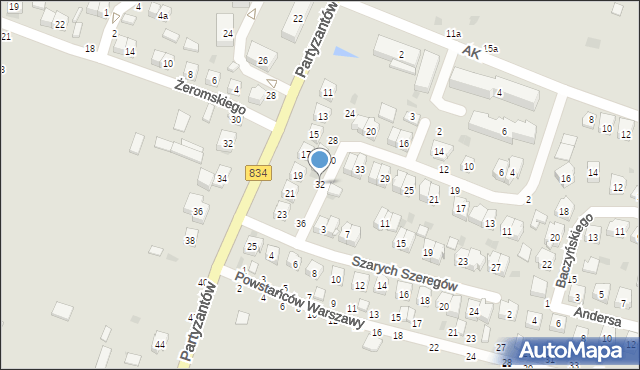 Bychawa, Grota-Roweckiego Stefana, gen., 32, mapa Bychawa