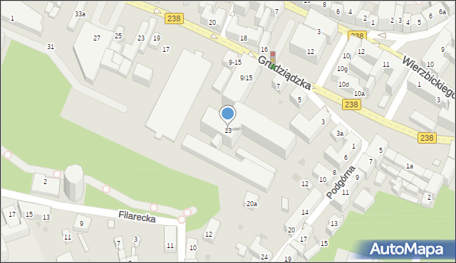Bydgoszcz, Grudziądzka, 13, mapa Bydgoszczy