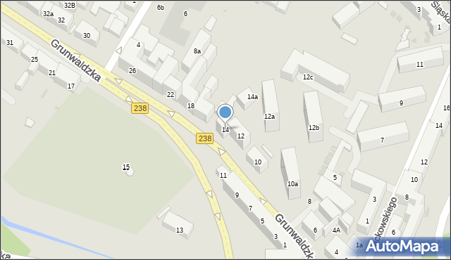 Bydgoszcz, Grunwaldzka, 14, mapa Bydgoszczy