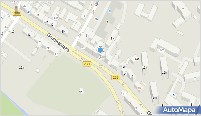 Bydgoszcz, Grunwaldzka, 22, mapa Bydgoszczy