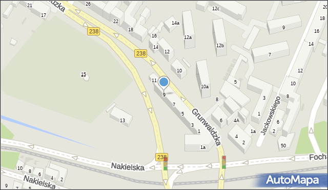 Bydgoszcz, Grunwaldzka, 9, mapa Bydgoszczy