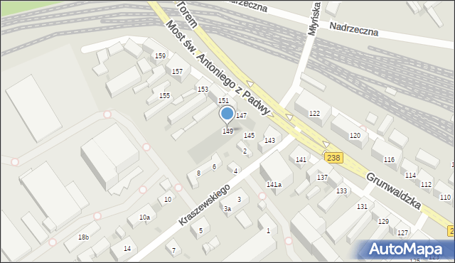 Bydgoszcz, Grunwaldzka, 149, mapa Bydgoszczy