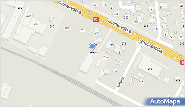 Bydgoszcz, Grunwaldzka, 277a, mapa Bydgoszczy
