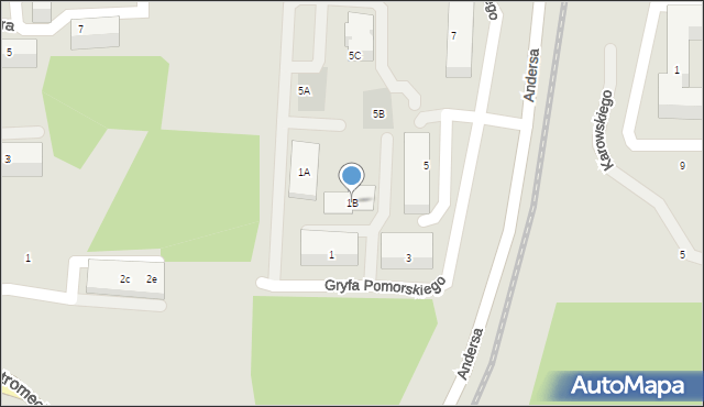 Bydgoszcz, Gryfa Pomorskiego, 1B, mapa Bydgoszczy