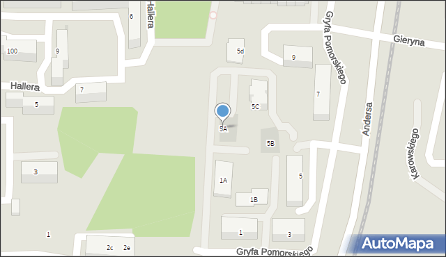 Bydgoszcz, Gryfa Pomorskiego, 5A, mapa Bydgoszczy