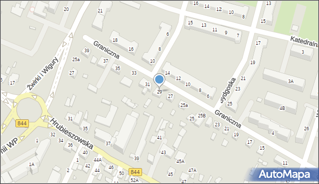 Chełm, Graniczna, 29, mapa Chełma