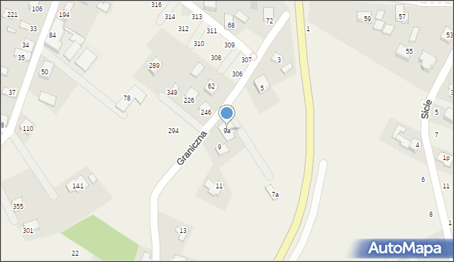 Chełmiec, Graniczna, 9a, mapa Chełmiec