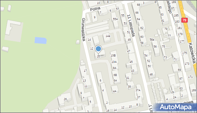 Chorzów, Grunwaldzka, 10, mapa Chorzów