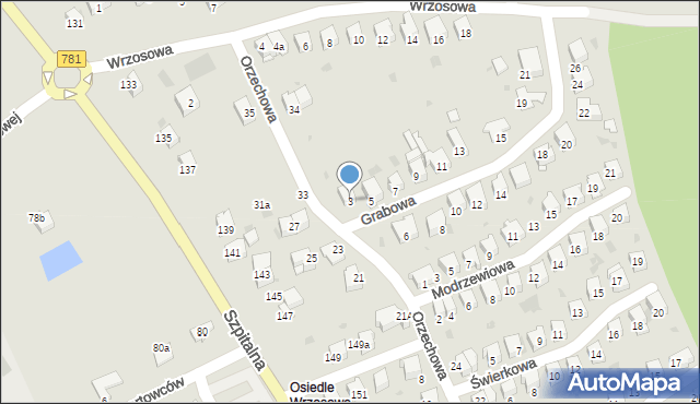 Chrzanów, Grabowa, 3, mapa Chrzanów