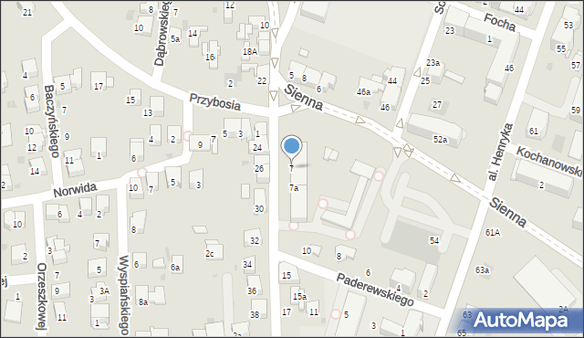 Chrzanów, Grzybowskiego Franciszka, mjr., 7, mapa Chrzanów