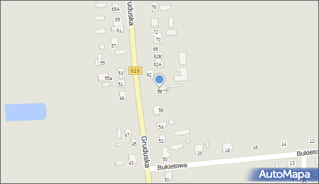 Ciechanów, Gruduska, 58, mapa Ciechanów