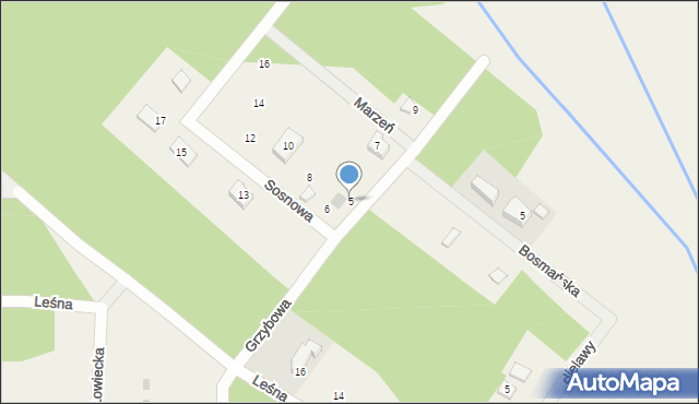 Czarny Młyn, Grzybowa, 5, mapa Czarny Młyn