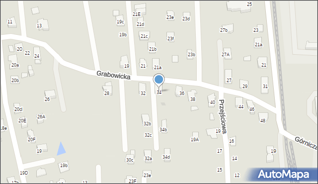 Czechowice-Dziedzice, Grabowicka, 34, mapa Czechowic-Dziedzic
