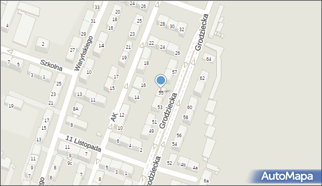 Czeladź, Grodziecka, 55, mapa Czeladź