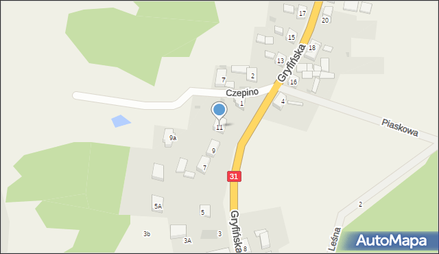 Czepino, Gryfińska, 11, mapa Czepino