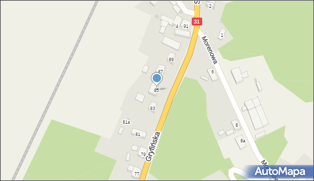 Czepino, Gryfińska, 85, mapa Czepino