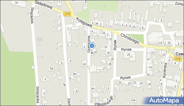Czerwieńsk, Graniczna, 4b, mapa Czerwieńsk