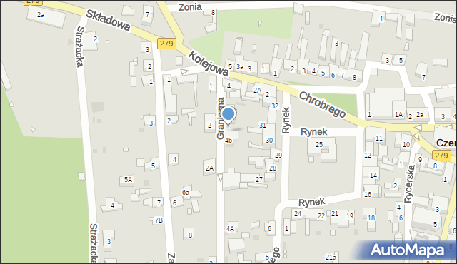 Czerwieńsk, Graniczna, 4ba, mapa Czerwieńsk