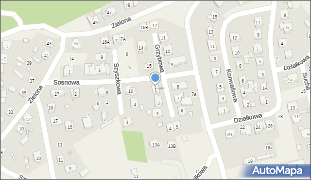 Czerwonak, Grzybowa, 1, mapa Czerwonak