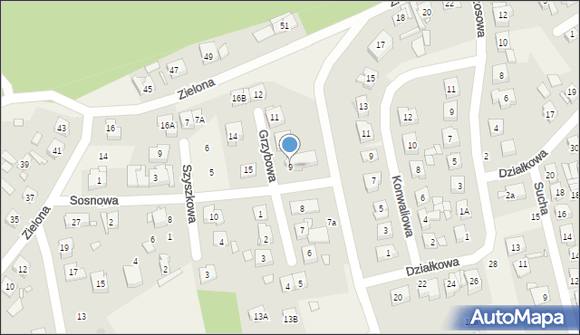 Czerwonak, Grzybowa, 9, mapa Czerwonak