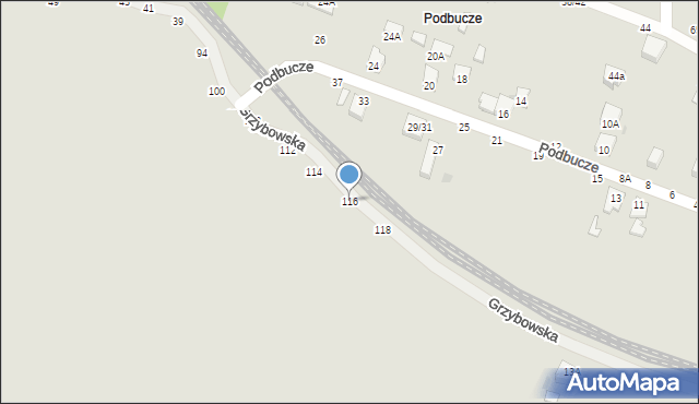 Częstochowa, Grzybowska, 116, mapa Częstochowy