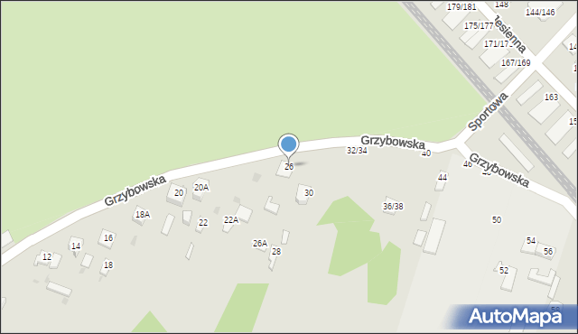 Częstochowa, Grzybowska, 26, mapa Częstochowy