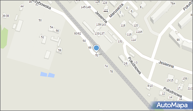 Częstochowa, Grzybowska, 70, mapa Częstochowy