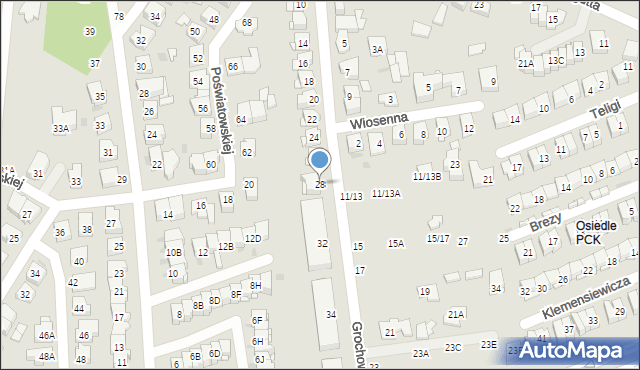 Częstochowa, Grochowskiego Stanisława, ks., 28/30, mapa Częstochowy