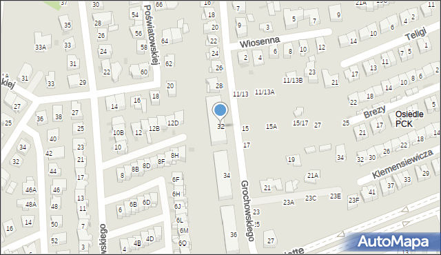 Częstochowa, Grochowskiego Stanisława, ks., 32, mapa Częstochowy