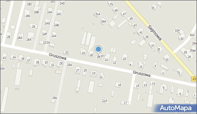 Częstochowa, Gruszowa, 16, mapa Częstochowy