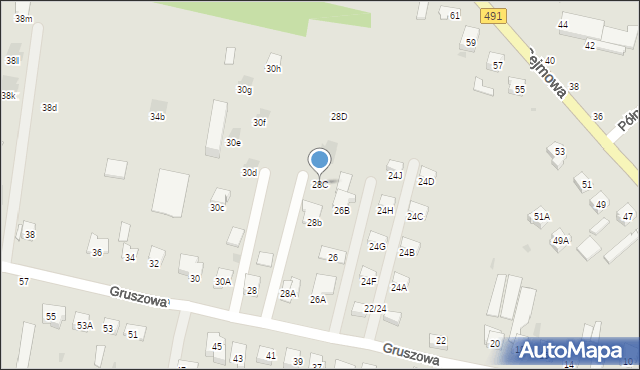 Częstochowa, Gruszowa, 28C, mapa Częstochowy