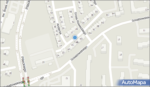 Częstochowa, Grota-Roweckiego Stefana, gen., 4D, mapa Częstochowy