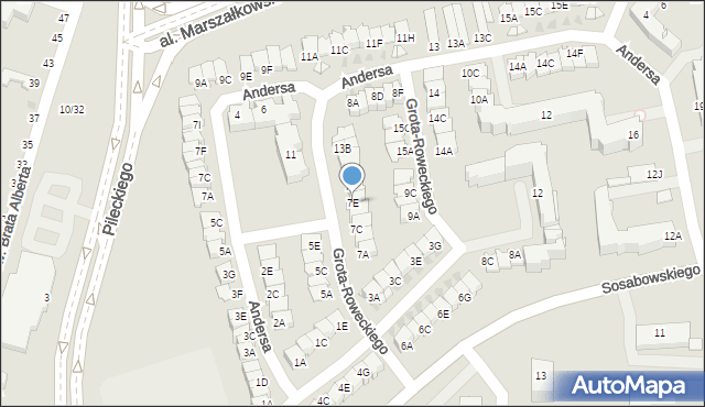 Częstochowa, Grota-Roweckiego Stefana, gen., 7E, mapa Częstochowy