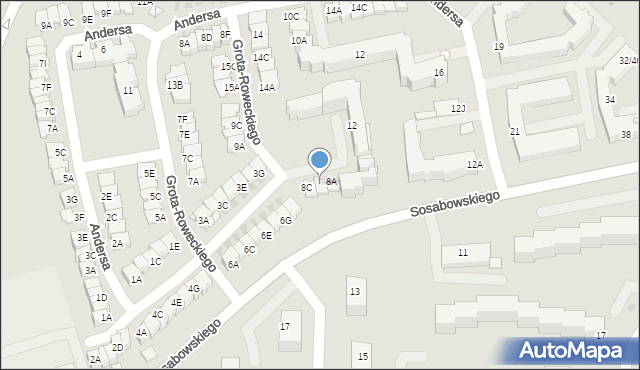 Częstochowa, Grota-Roweckiego Stefana, gen., 8B, mapa Częstochowy
