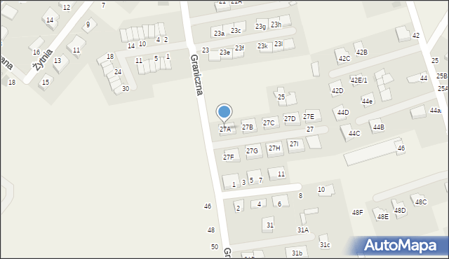 Dąbrowa, Graniczna, 27A, mapa Dąbrowa