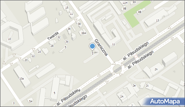 Dąbrowa Górnicza, Graniczna, 1, mapa Dąbrowa Górnicza