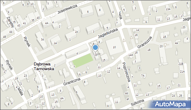 Dąbrowa Tarnowska, Graniczna, 13, mapa Dąbrowa Tarnowska