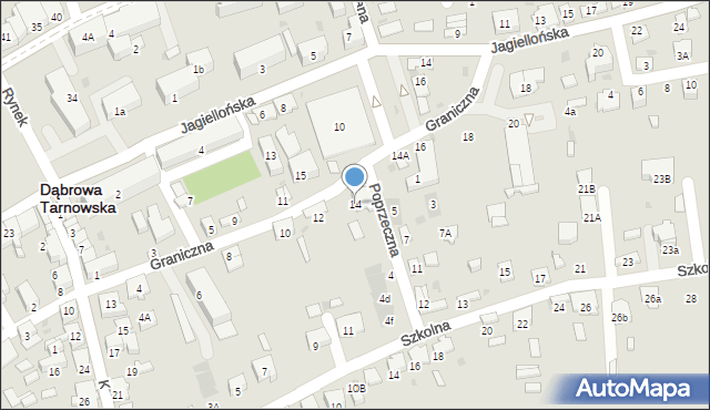 Dąbrowa Tarnowska, Graniczna, 14, mapa Dąbrowa Tarnowska