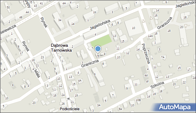 Dąbrowa Tarnowska, Graniczna, 5, mapa Dąbrowa Tarnowska