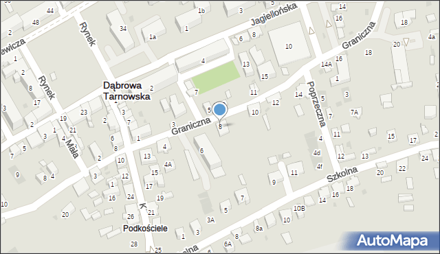 Dąbrowa Tarnowska, Graniczna, 8, mapa Dąbrowa Tarnowska