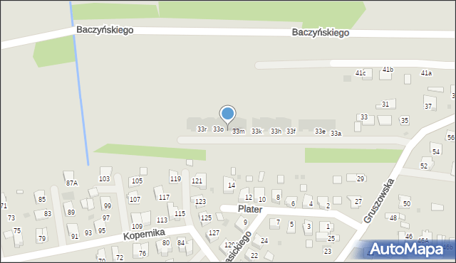 Dąbrowa Tarnowska, Gruszowska, 33n, mapa Dąbrowa Tarnowska