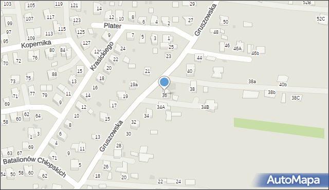 Dąbrowa Tarnowska, Gruszowska, 36, mapa Dąbrowa Tarnowska