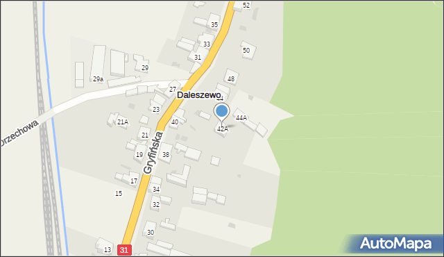 Daleszewo, Gryfińska, 42A, mapa Daleszewo